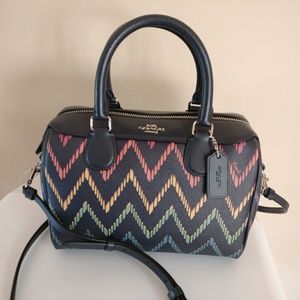 Coach Mini Bennett Satchel Rainbow Chevron Canvas